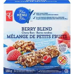 PC Menu Bleu Barres tendres mélange de petits fruits 130 g, 2,53 $/100g