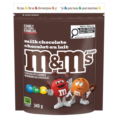 M&M's Milk Chocolate Candies, Family Size Bag 345 g, $2.75/100g