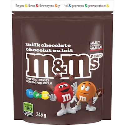 M&M's Chocolate Candies Milk Chocolate Family Size 345 g, $3.48/100g