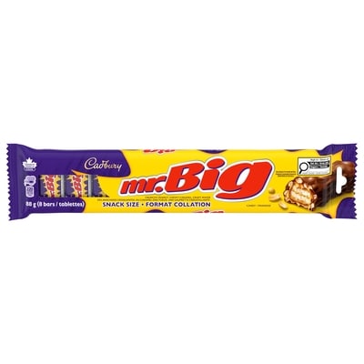 Cadbury MR. BIG, barre chocolatée, format en-cas, 8 unités, cacao 100% durable 88 g, 3,40 $/100g