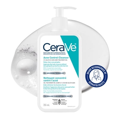 CeraVe Nettoyant concentré contre l'acné, pour peau sensible et acnéique 355 ml, 5,86 $/100ml