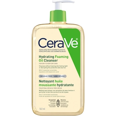 CeraVe Nettoyant huile moussante hydratante cerave | nettoyant visage et corps avec huile de squalane, acide hyaluronique et céramides | pour peaux sèches à très sèches 562 ml, 4,27 $/100ml