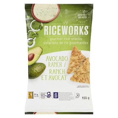 RiceWorks Gourmet Rice Snacks Avocado Ranch 155 g, $2.45/100g