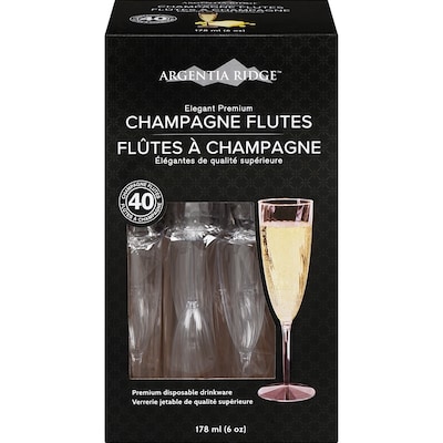 Argentina Plastic Crystal Champagne Glasses 40/Pack 40 ea, $0.57/1ea