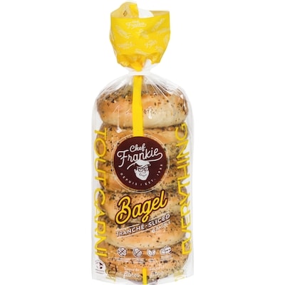 Chef Frankie Bagel tout garni tranché style montréal 480 g, 1,25 $/100g