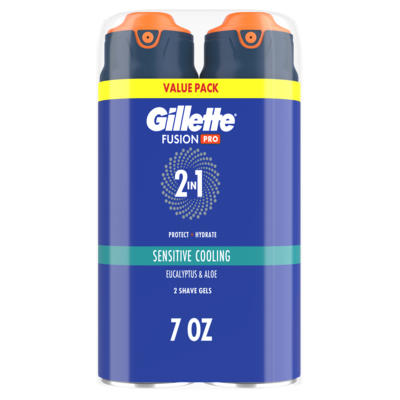 Gillette Gel à raser Fusion Sensible pour hommes, gel à raser tège et hydrate 396 g, 3,79 $/100g