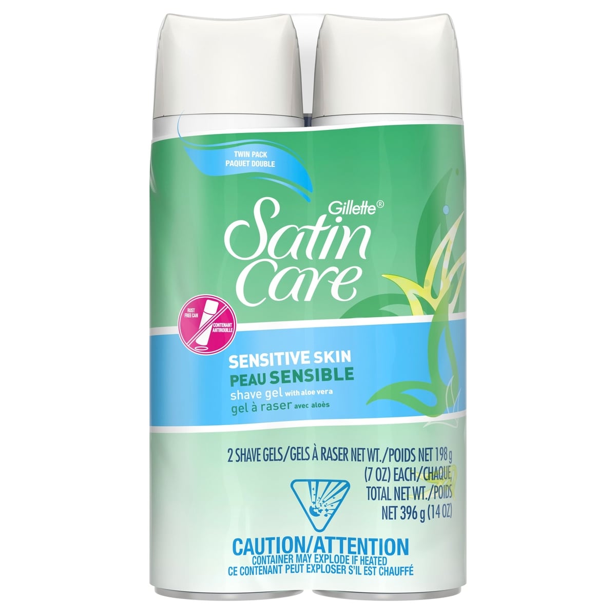 Gillette Satin Care Shave Gels Sensitive Skin Aloe Vera 396 g, $1.77/100g