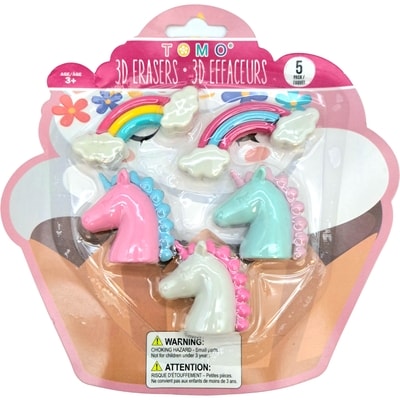 Tomo Gommes 3D licorne 5 pièces 1 ea, 1,50 $/1ch