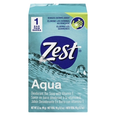 Zest Deodorant Bar Soap With Vitamin E Aqua 90 g, $1.11/100g