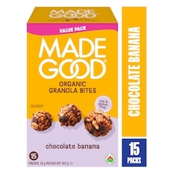 Made Good Bouchée granola Chocolat banane Boîte de 15 sachets 360 g, 3,05 $/100g