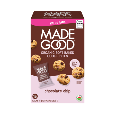 Made Good Soft Baked Mini Cookies Chocolate Chip 360 g, $3.05/100g