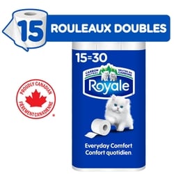 Royale Papier Hygiénique Confort quotidien, 15 équivalant à 30 rouleaux, 242 feuilles / roul 1 ea, 6,88 $/1ch