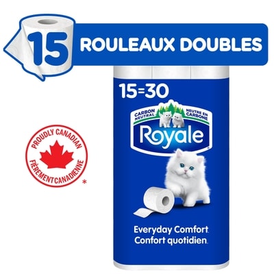 Royale Papier Hygiénique Confort quotidien, 15 équivalant à 30 rouleaux, 242 feuilles / roul 1 ea, 12,50 $/1ch
