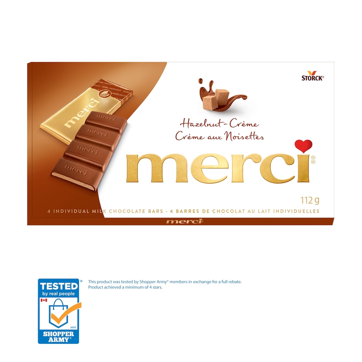 merci Chocolate bars Hazelnut-Crème 112 g, $4.01/100g