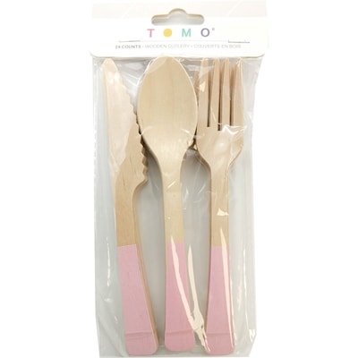 Tomo Solid 24ct Wood Cutlery Pink 1 ea, $3.50/1ea