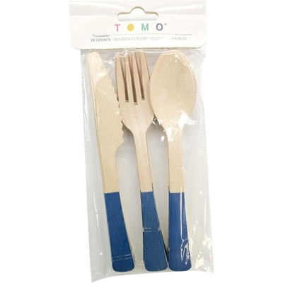 Tomo Solid 24ct Wood Cutlery Blue 1 ea, $3.50/1ea