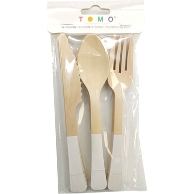 Tomo Solid 24ct Wood Cutlery White 1 ea, $3.50/1ea