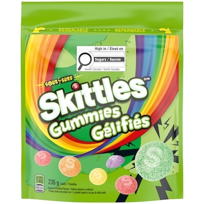 Skittles Sour Gummies Chewy Candy 235 g, $2.76/100g