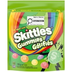 Skittles Gummies Surs, bonbons à mâcher 235 g, 1,70 $/100g