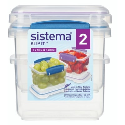Sistema Klip It Food Storage Containers, Assorted Colours, 2 Pack 2 ea, $3.50/1ea