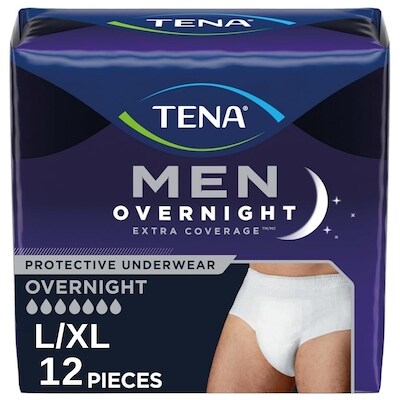 TENA L'homme Culottes De Nuit Incontinence, Grand/Tres Grand 12 Unites 12 ea, 1,33 $/1ch