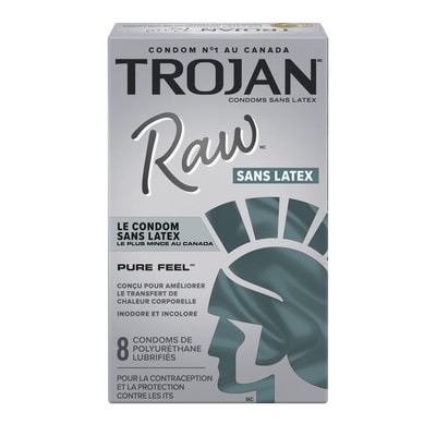 Trojan Condom lubrifiés sans latex Raw Pure Feel 8 ea, 1,87 $/1ch