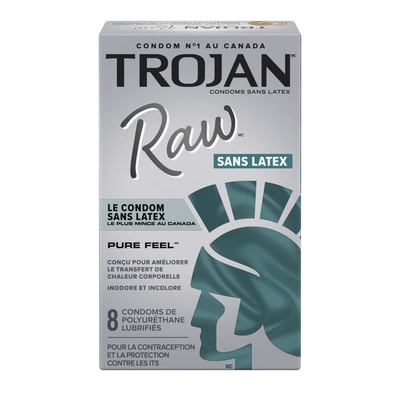 Trojan Condom lubrifiés sans latex Raw Pure Feel 8 ea, 1,94 $/1ch