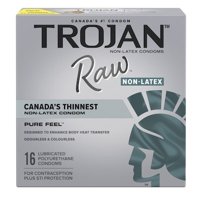Trojan Condom lubrifiés sans latex Raw Pure Feel format économique 16 ea, 1,56 $/1ch