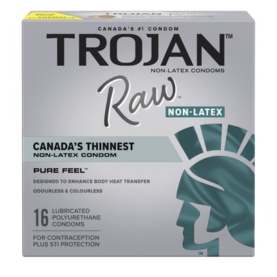 Trojan Condom lubrifiés sans latex Raw Pure Feel format économique 16 ea, 1,41 $/1ch