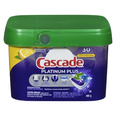 Cascade Platinum Plus Dishwasher Pods, Dish Detergent ActionPacs, Clean Lemon, 30 Count 30 ea, $0.50/1ea