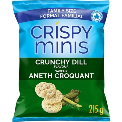 Quaker Crispy Minis Brown Rice Chips, Crunchy Dill Brown, Family Size 215 g, $2.79/100g