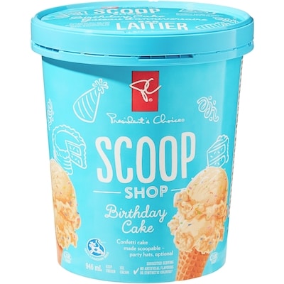 President's Choice Scoop Shop Birthday Cake Ice Cream  946 ml, $0.48/100ml
