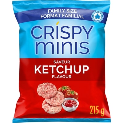 Quaker Crispy Minis Brown Rice Chips, Ketchup, Family Size 215 g, $2.79/100g