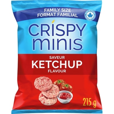 Quaker Crispy Minis Ketchup Family Size  215 g, $2.32/100g