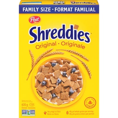 Post Shreddies Cereal Original Family Size 635 g, $0.99/100g