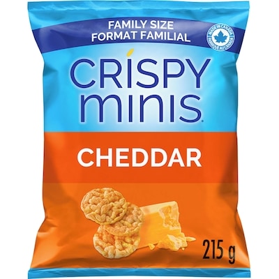 Quaker Crispy Minis Cheddar Family Size  215 g, $2.79/100g