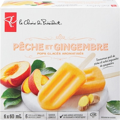 Pops glacés aromatisés pêche et gingembre