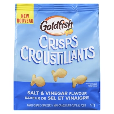 Pepperidge Farm Goldfish Crisps Baked Snack Crackers Salt & Vinegar Flavour 177 g, $2.14/100g