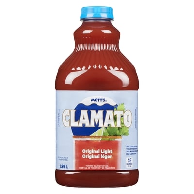 Mott’s Cocktail de tomates et de palourdes original léger 1.89 l, 0,21 $/100ml