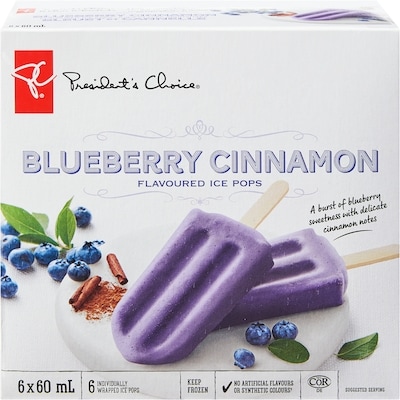 President's Choice Blueberry Cinnamon Flavoured Ice Pops 360 ml, $1.39/100ml
