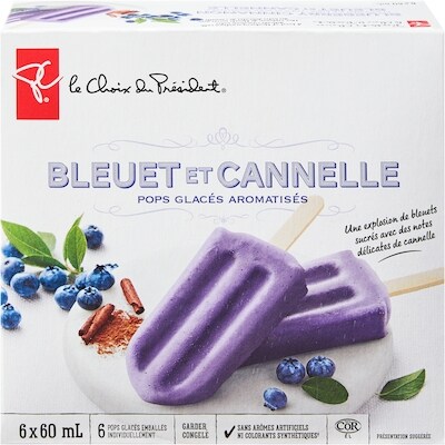 Pops glacés aromatisés bleuet et cannelle
