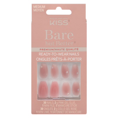 Kiss Bare But Better Premium Nails, 'shine', Pink, Medium Coffin Dark Pink 1 ea, $17.99/1ea