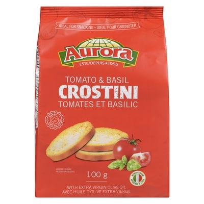 Aurora Crostini Tomato & Basil 100 g, $3.79/100g