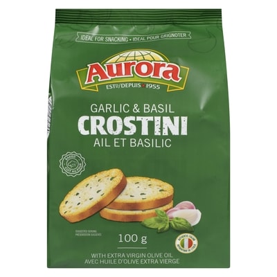 Aurora Crostini Garlic & Basil 100 g, $3.79/100g