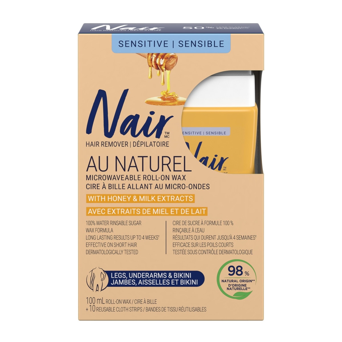 Nair Au Naturel Roll-On Wax Remover  for Legs, Underarms & Bikini 100 ml, $17.59/100ml