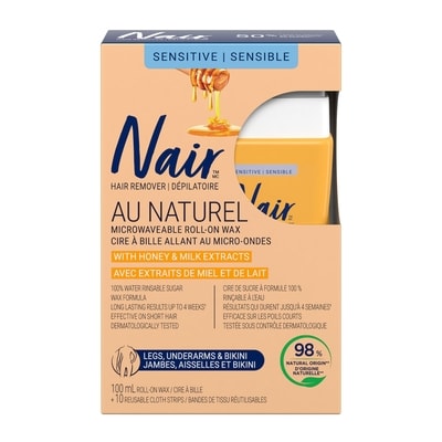 Nair Dissolvant de cire à bille Au Naturel pour jambes, aisselles et bikini 100 ml, 17,99 $/100ml