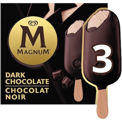 Magnum Barre de Crème Glacée Chocolat Noir faite avec du chocolat belge 3x85.0 ml, 2,74 $/100ml