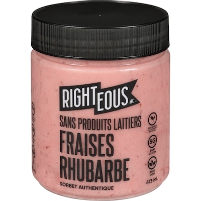Righteous Sorbet authentique sans produits laitiers fraises rhubarbe 473 ml, 1,69 $/100ml