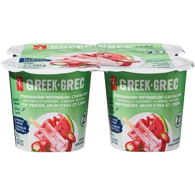 le Choix du Président Yogourt Grec pop fraises, melon d'eau et crème 400 g, 1,00 $/100g