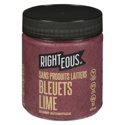 Righteous Sorbet authentique sans produits laitiers bleuets lime 473 ml, 1,69 $/100ml